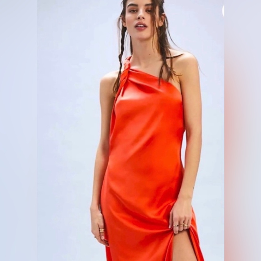 Free People Orange One-Shoulder Dress Size 2